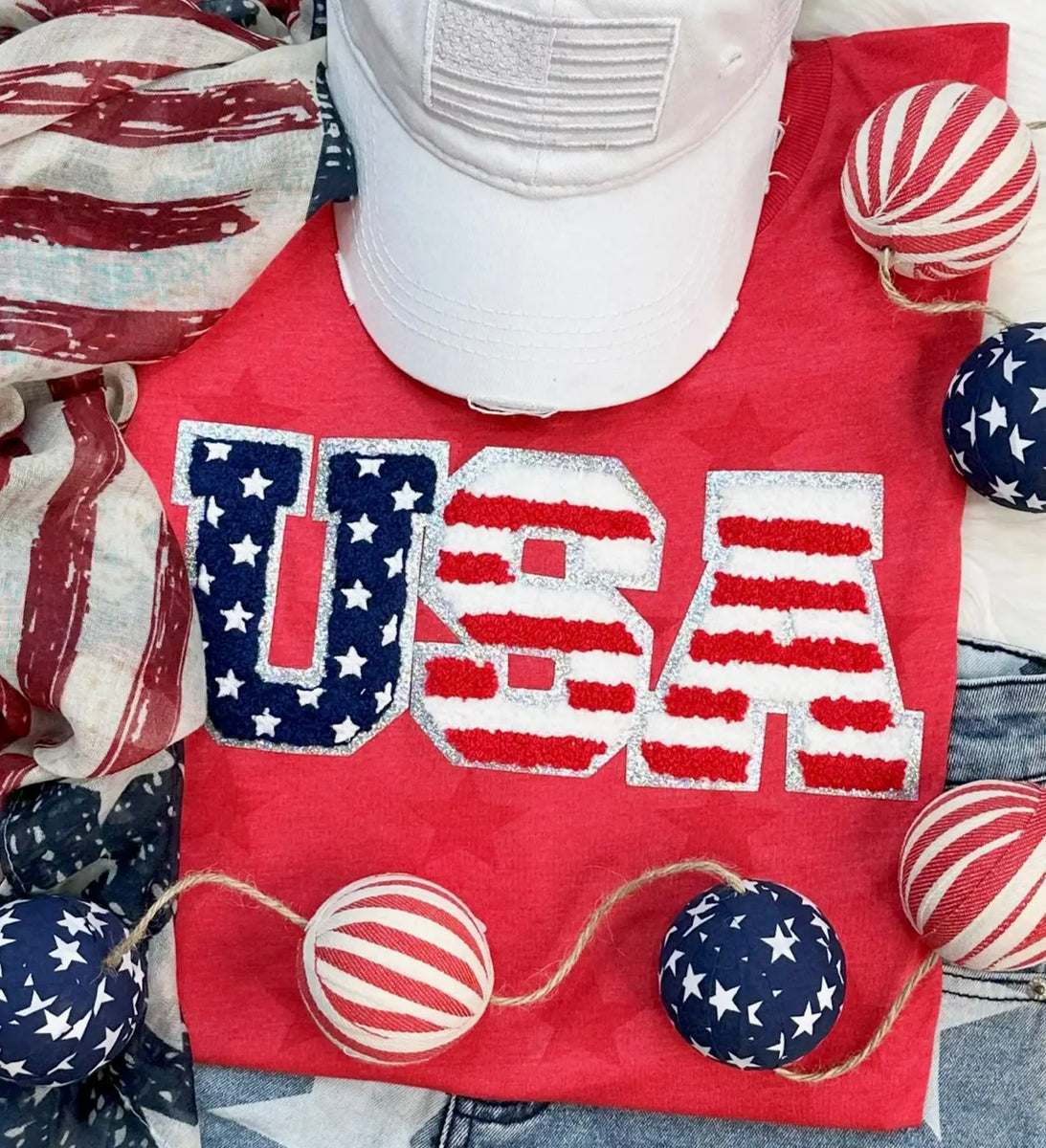 USA BANNER PATCHWORK TEE