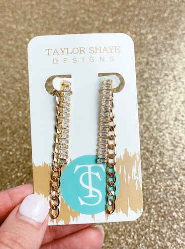 Taylor Shaye Dixie CZ Chain Drop Earrings
