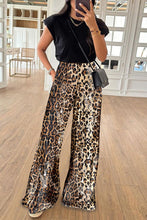 Wide Leg Leopard Sequined Pants