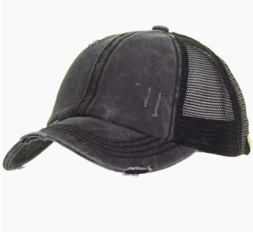 CC Distressed Ponytail/ Messy Bun Cap