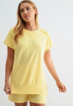 Offset Raw Edge French Terry Short Set - Yellow