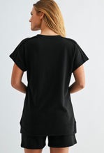 Offset Raw Edge French Terry Short Set - Black