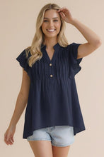 Be Carefree Pintuck Top - Navy