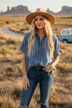 The Alaina Frayed Trim Denim Top