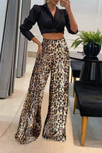Wide Leg Leopard Sequined Pants