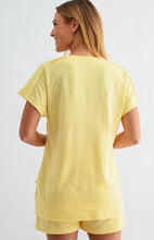 Offset Raw Edge French Terry Short Set - Yellow