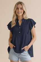 Be Carefree Pintuck Top - Navy