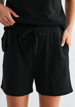 Offset Raw Edge French Terry Short Set - Black