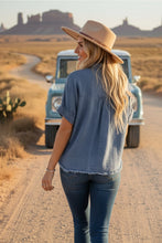 The Alaina Frayed Trim Denim Top