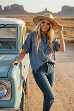 The Alaina Frayed Trim Denim Top