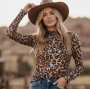 Leopard LS Mesh Top – SouthernSass Boutique