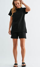 Offset Raw Edge French Terry Short Set - Black