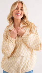 Checkered Latte Windbreaker