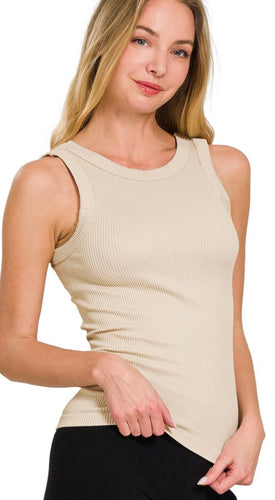 2 Ways Around It Neckline Ribbed Tank Top