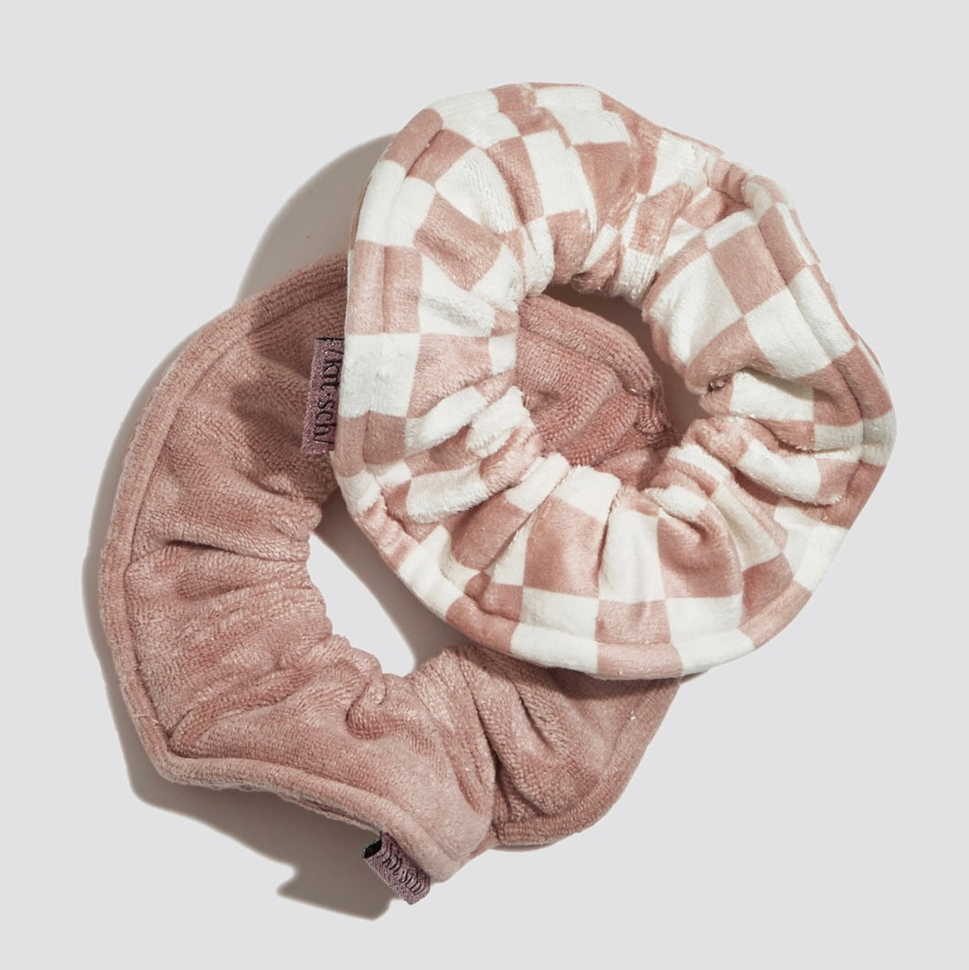 Kitsch Microfiber Towel Scrunchies - Terracotta Checker