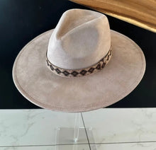 Wide Brim Suede Hat with Jacquard Band