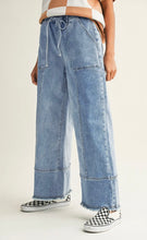 Candice Wide Leg Drawstring Denim Pants