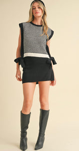 Striped Side Tie Sweater Vest