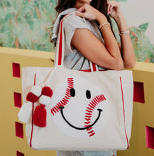 Baseball Smiley Face Oversized Tote