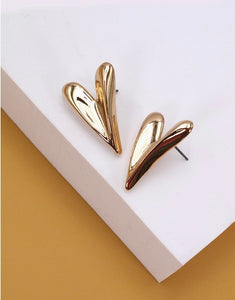 Gold Heart Stud Earrings