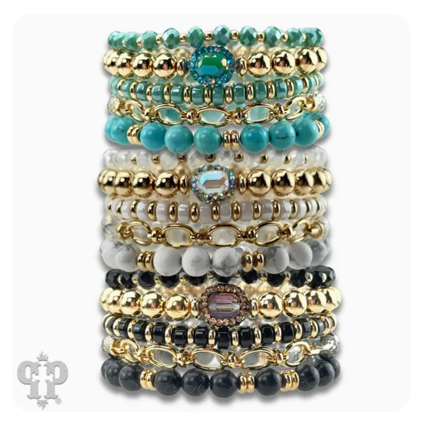 Mixed Bead Bracelet with Chain