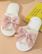 Bow Knot Plush Slippers