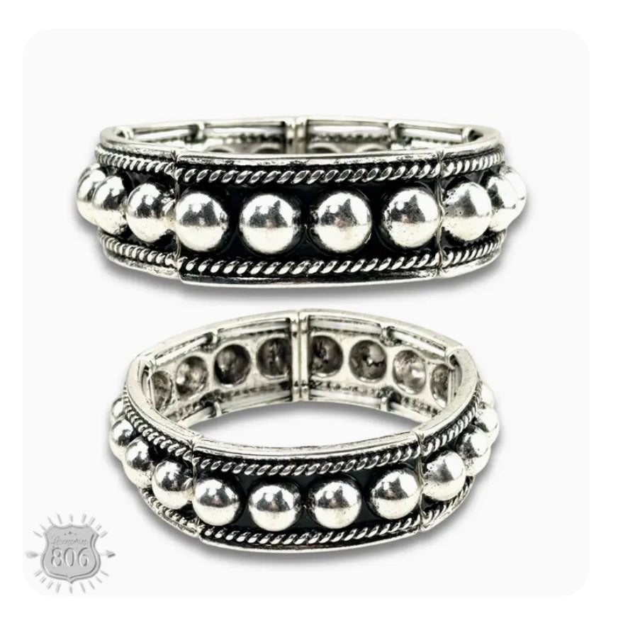 Burnished Silver Stretch Bracelet