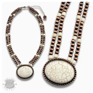 Western 2-Strand Bead/Stone NK-White