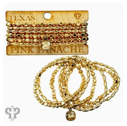 Gold Bicone/Square Bead Stack Bracelet