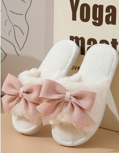 Bow Knot Plush Slippers