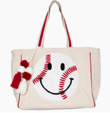 Baseball Smiley Face Oversized Tote