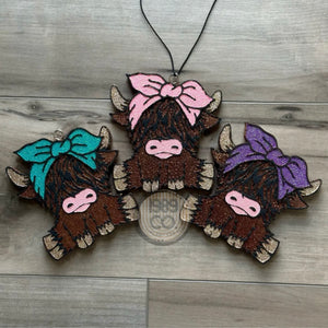 Cow with Bow Car Freshie - Teal