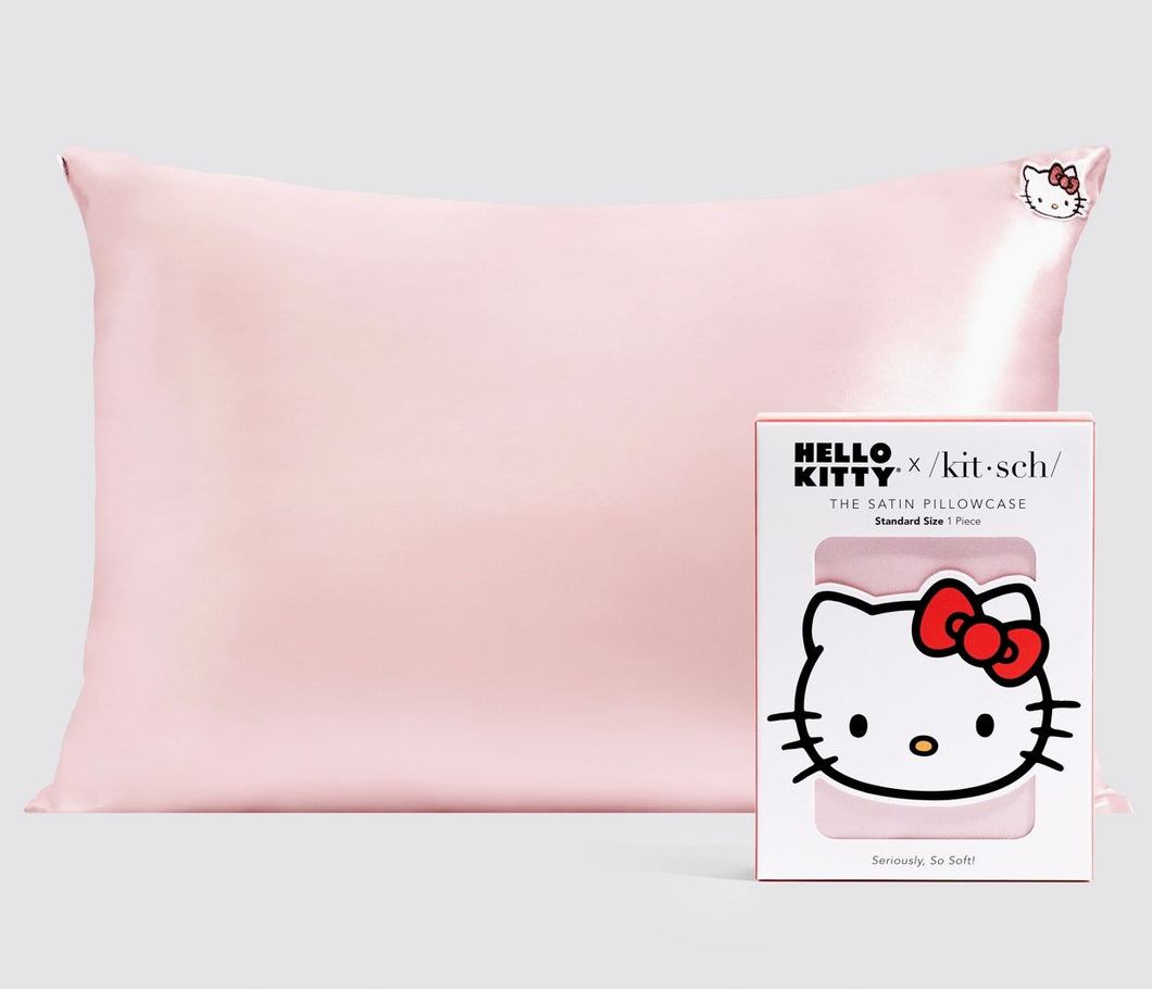 Hello Kitty x Kitsch Satin Pillowcase-Solid Pink Kitty Face