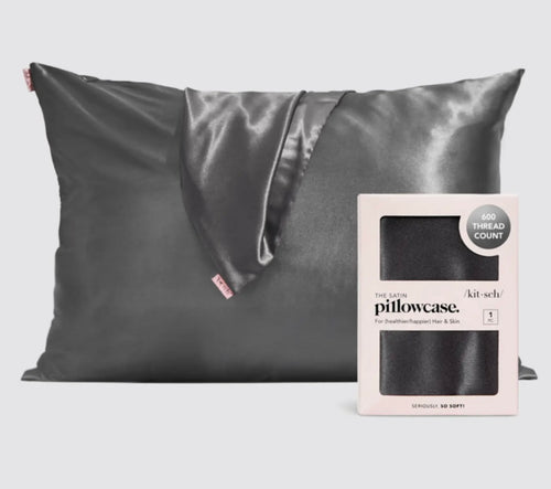 Kitsch Satin Pillowcase-Charcoal