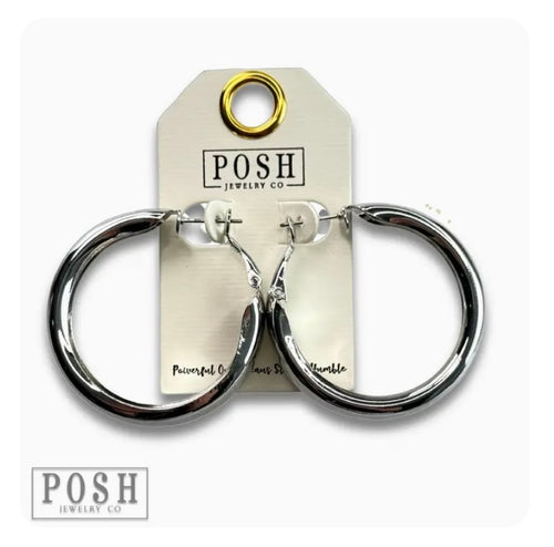 Wide Shiny Hoop Earrings