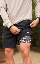 Burlebo Athletic Shorts - Heather Black - Throwback Camo Liner