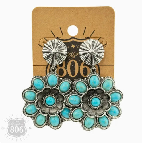 Flower Earrings - Turquoise