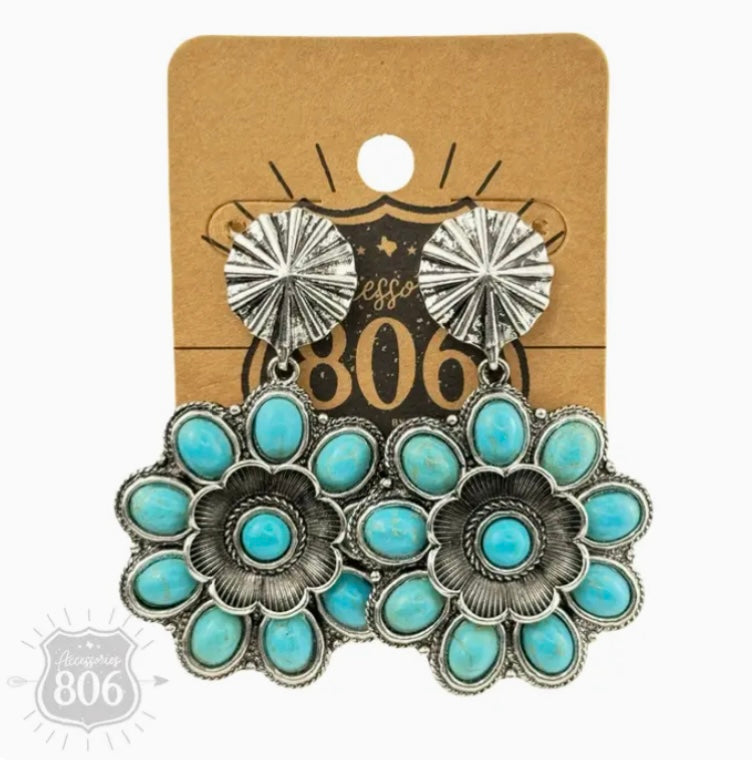 Flower Earrings - Turquoise