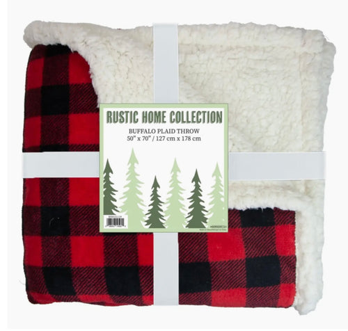 Buffalo Plaid/Sherpa Throw Blanket