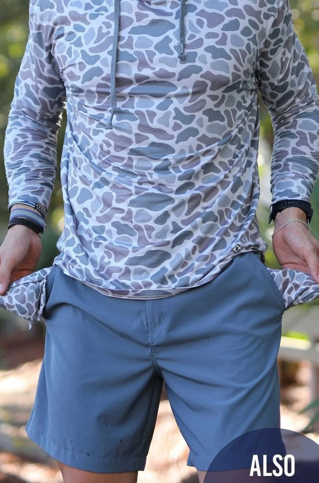 Burlebo Everyday Shorts - River Rock with Camo Pocket