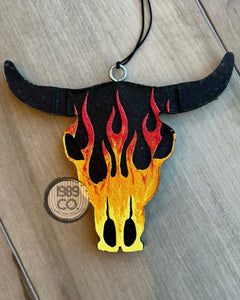 Fire Bull Skull Car Freshie