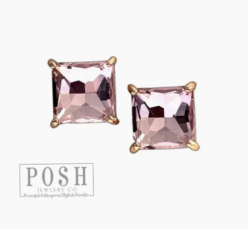Jocelyn Square Rhinestone ER - Pink