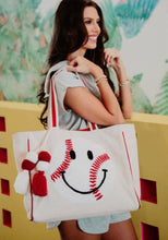 Baseball Smiley Face Oversized Tote
