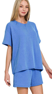 Zenana Corded Rib SS Shirt + Short Set
