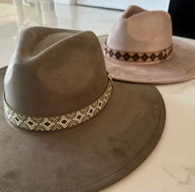 Wide Brim Suede Hat with Jacquard Band
