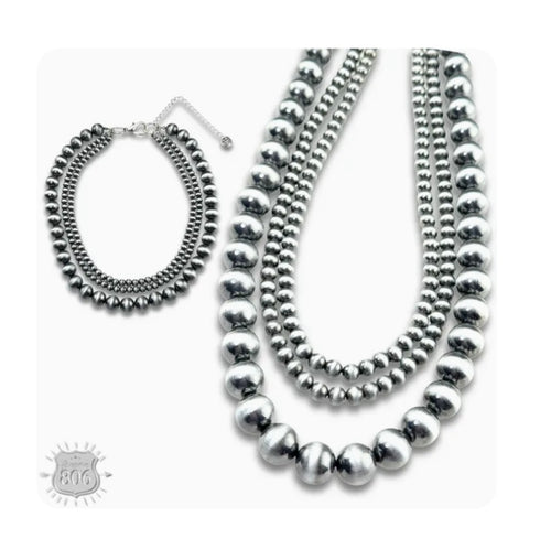 Western 3 pc. Navajo Beaded Necklace