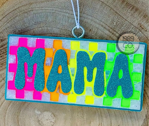 Checkered Rainbow Mama Car Freshie