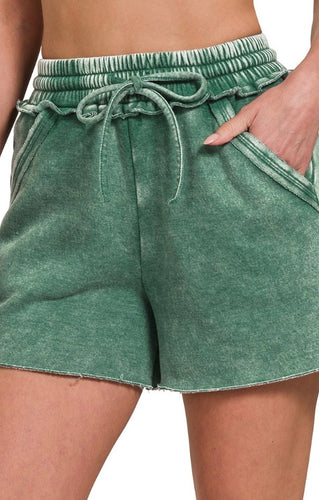 Kailee Acid Wash Drawstring Shorts