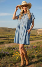 Striped Button Down Shirt Dress