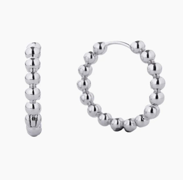 White Gold Dipped Ball Earrings (1”)